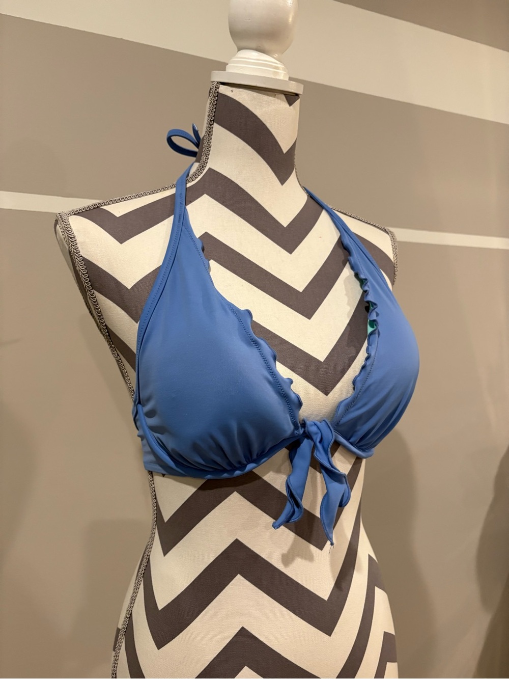Victoria's Secret Blue Ruffle Halter Bikini Top